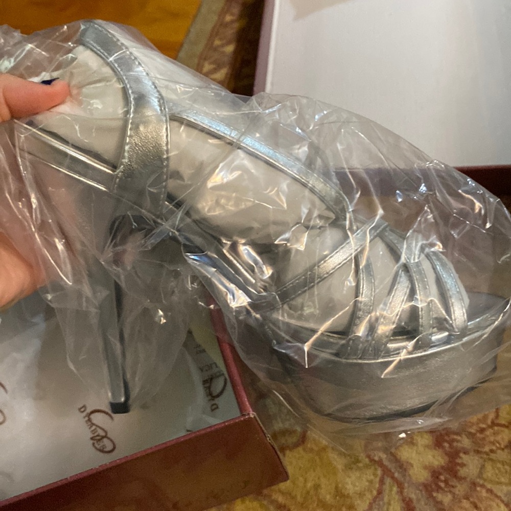 Dyables silver strappy platform heels